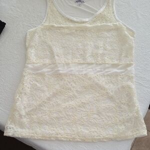 Express Cream Lace Sleeveless Top